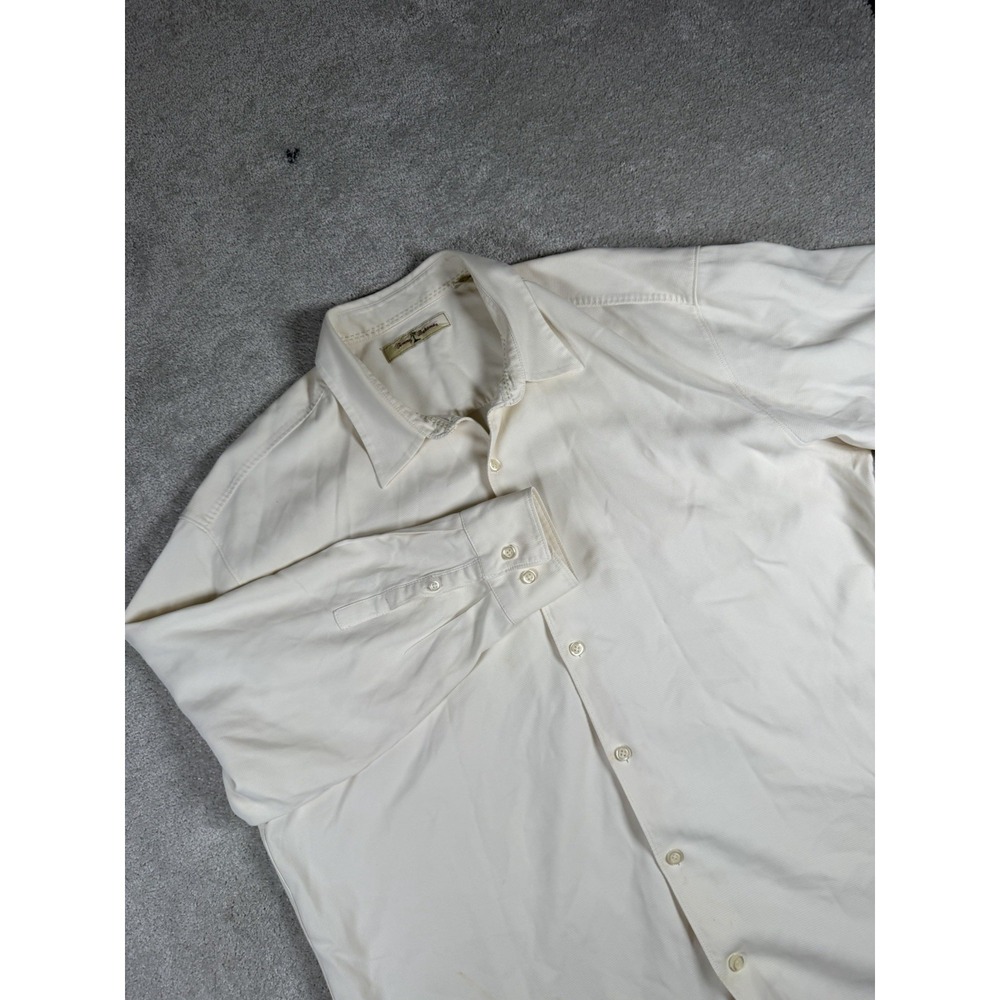 Tommy Bahama Relax Button Front Long Sleeve Shirt Mens XXL Ivory Silk **